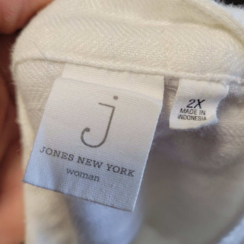Vintage 90's Jones of New York White Cotton Bib Shirt Size 2X - Picture 7 of 7